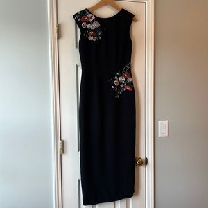 Vintage Maggy London Floral Accent Midi Dress